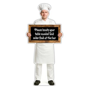 Life-Size Chef Sign - Marco - Locate Your Table Number And Order At The Bar