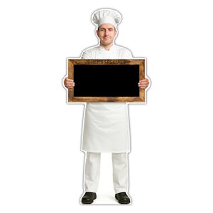 Life-Size Chef Sign - Marco - Chefs Specials Blank Blackboard