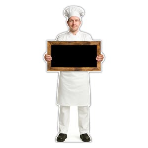 Life-Size Chef Sign - Marco - Blank Blackboard