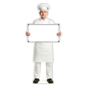 Life-Size Chef Sign - Marco - Blank Whiteboard