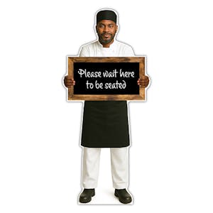 Life-Size Chef Sign - Raj - Please Wait Here To Be Seated