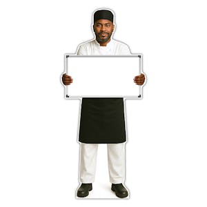 Life-Size Chef Sign - Raj - Blank Whiteboard