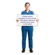 Life-Size Nurse Sign - Olivia - Inform Reception On Arrival Wait To Be Called