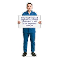 Life-Size Nurse Sign - Andre - Sanitise Hands On Arrival To Stop Germs