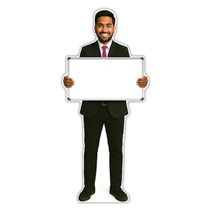 Life-Size Office Staff Sign - Alex - Blank Whiteboard