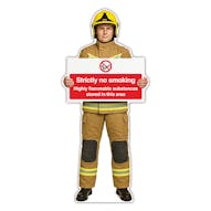Life-Size Firefighter Sign - George - No Smoking Highly Flammable Substances