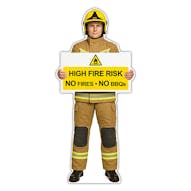 Life-Size Firefighter Sign - George - High Fire Risk No Fires No BBQs