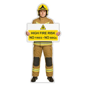 Life-Size Firefighter Sign - George - High Fire Risk No Fires No BBQs