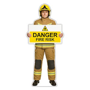 Life-Size Firefighter Sign - George - Danger Fire Risk