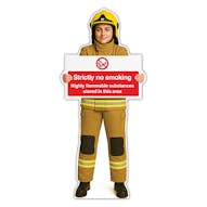 Life-Size Firefighter Sign - Priya - No Smoking Highly Flammable Substances