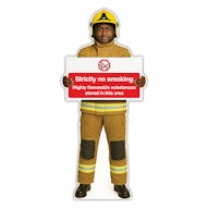 Life-Size Firefighter Sign - Luke - No Smoking Highly Flammable Substances