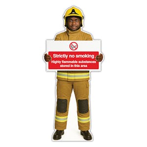 Life-Size Firefighter Sign - Luke - No Smoking Highly Flammable Substances