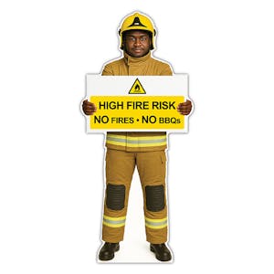 Life-Size Firefighter Sign - Luke - High Fire Risk No Fires No BBQs