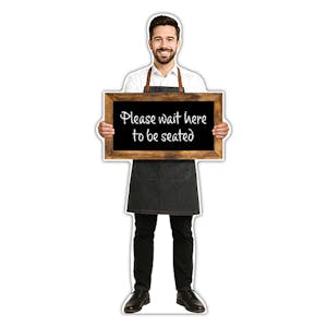 Life-Size Waiter Sign - Carlos - Please Wait Here To Be Seated