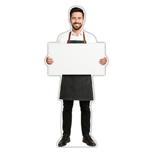 Life-Size Waiter Sign - Carlos - Blank Whiteboard