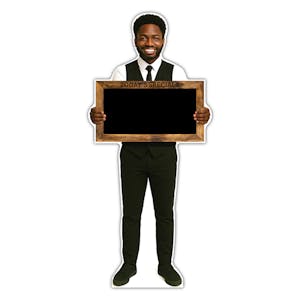Life-Size Waiter Sign - Sean - Todays Specials Blank Blackboard
