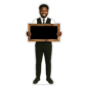 Life-Size Waiter Sign - Sean - Blank Blackboard