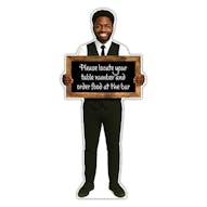 Life-Size Waiter Sign - Sean - Locate Your Table Number And Order At The Bar