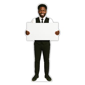 Life-Size Waiter Sign - Sean - Blank Whiteboard