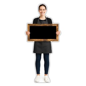 Life-Size Waiter Sign - Fatima - Blank Blackboard