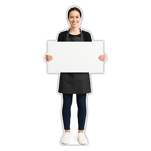 Life-Size Waiter Sign - Fatima - Blank Whiteboard