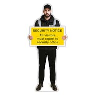 Life-Size Security Guard Sign - Peter - All Visitors Must Report To Security Office