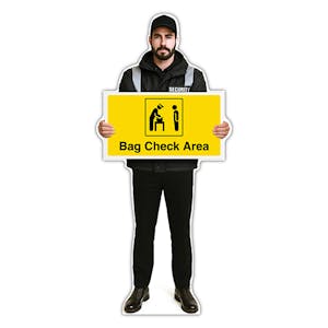 Life-Size Security Guard Sign - Peter - Bag Check Area