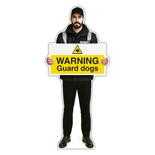 Life-Size Security Guard Sign - Peter - Warning Guard Dogs
