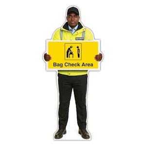 Life-Size Security Guard Sign - James - Bag Check Area