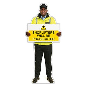 Life-Size Security Guard Sign - James - Shoplifters Will Be Prosecuted