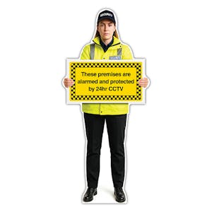 Life-Size Security Guard Sign - Lara - Premises Protected By CCTV