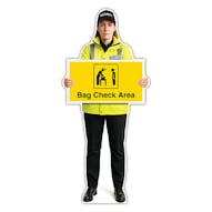 Life-Size Security Guard Sign - Lara - Bag Check Area