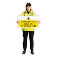 Life-Size Security Guard Sign - Lara - Shoplifters Will Be Prosecuted