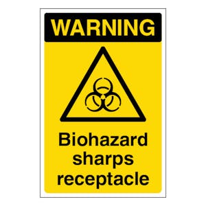 Warning Biohazard Sharps Receptacle - Portrait