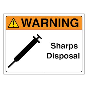Warning Sharps Disposal - Landscape
