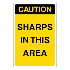 Caution Sharps In This Area - Portrait