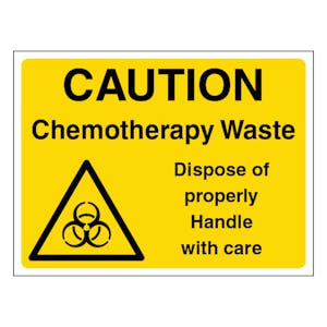 Caution Chemotherapy Waste Dispose Of Properly Handle With Care - Landscape