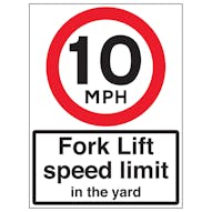 10 MPH Fork Lift Speed Limit