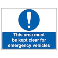 Caution This Area Must Be Kept Clear For Emergency Vehicles