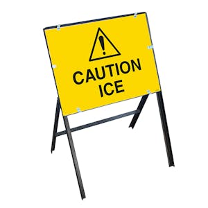 Caution Ice with Stanchion Frame