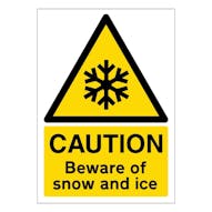 Caution Beware Of Snow and Ice - A4