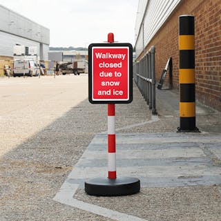 Temporary Signpost - Walkway Closed Due To Snow And Ice