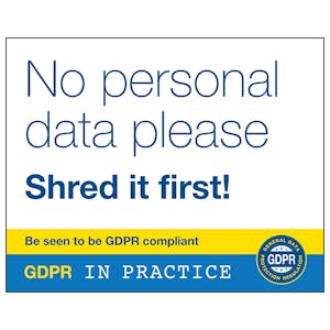 GDPR Sticker - No Personal Data Please Shred It First!