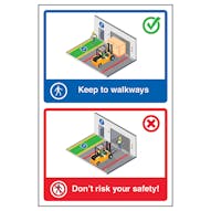 Keep To Walkways / Don't Risk Your Safety!