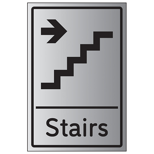 Stairs Arrow Right - Aluminium Effect | Aluminium Effect Safety Signs ...