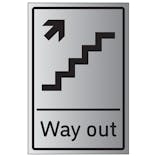Way Out Arrow Up Stairs Right - Aluminium Effect