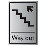 Way Out Arrow Up Stairs Left - Aluminium Effect