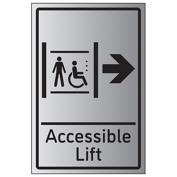 Accessible Lift Arrow Right - Aluminium Effect | Lift Signs | General ...