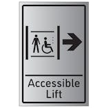 Accessible Lift Arrow Right - Aluminium Effect