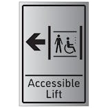 Accessible Lift Arrow Left - Aluminium Effect